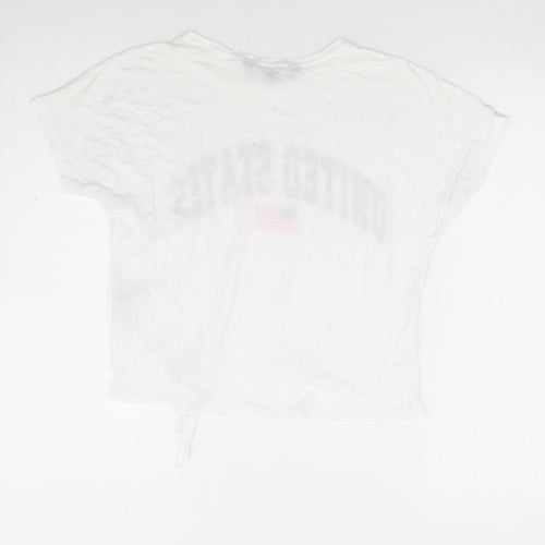 New Look Girls Ivory Cotton Jersey T-Shirt Size 12-13 Years Round Neck Pullover - United States