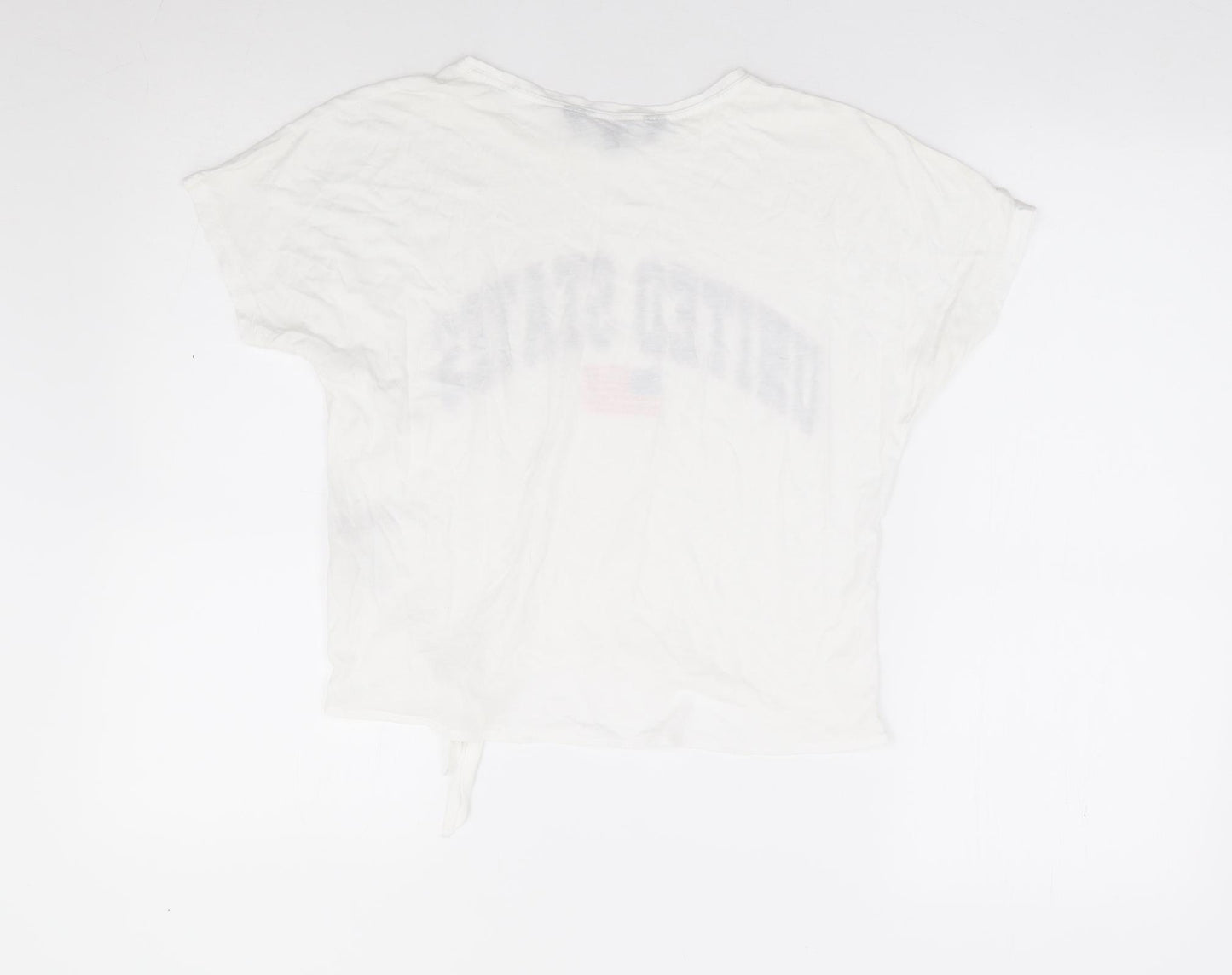 New Look Girls Ivory Cotton Jersey T-Shirt Size 12-13 Years Round Neck Pullover - United States