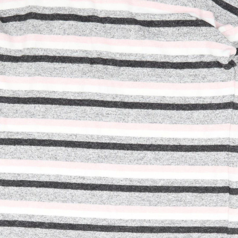 George Womens Grey Round Neck Striped Polyester Pullover Jumper Size 12