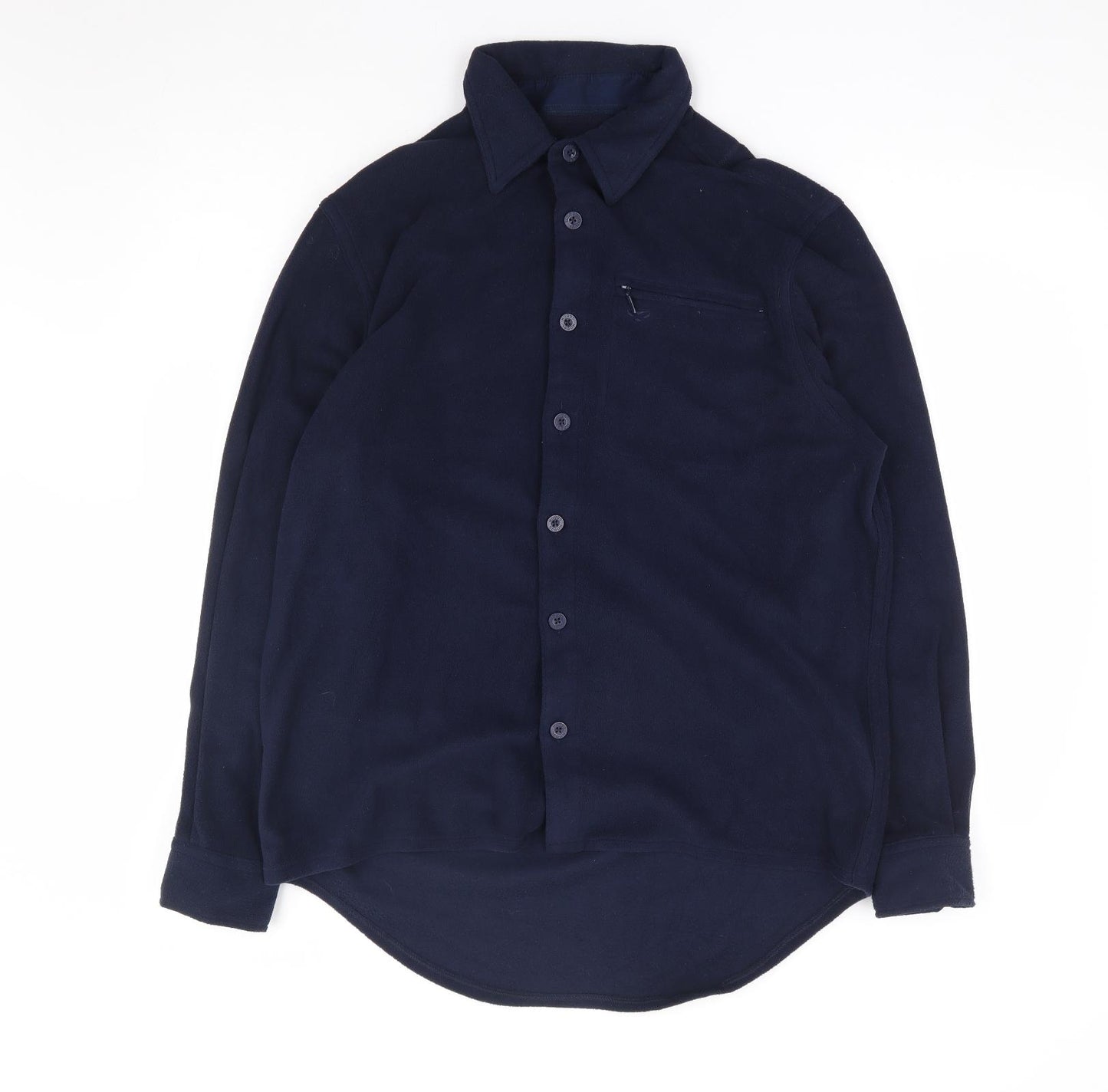Hoggs of Fife Mens Blue Polyester Button-Up Size L Collared Button