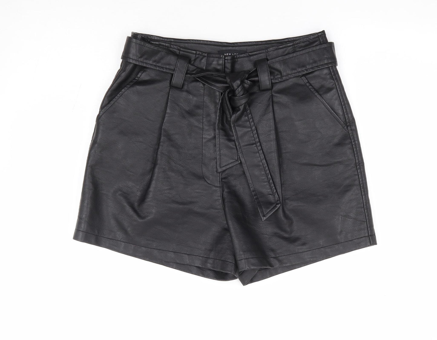 New Look Womens Black Polyurethane Hot Pants Shorts Size 12 L4 in Regular Zip