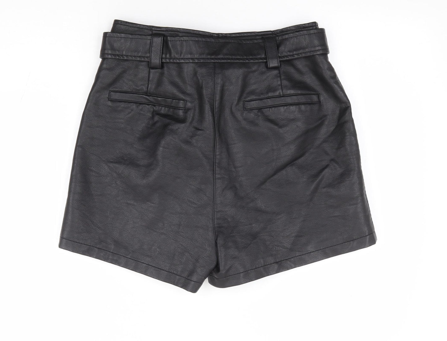 New Look Womens Black Polyurethane Hot Pants Shorts Size 12 L4 in Regular Zip