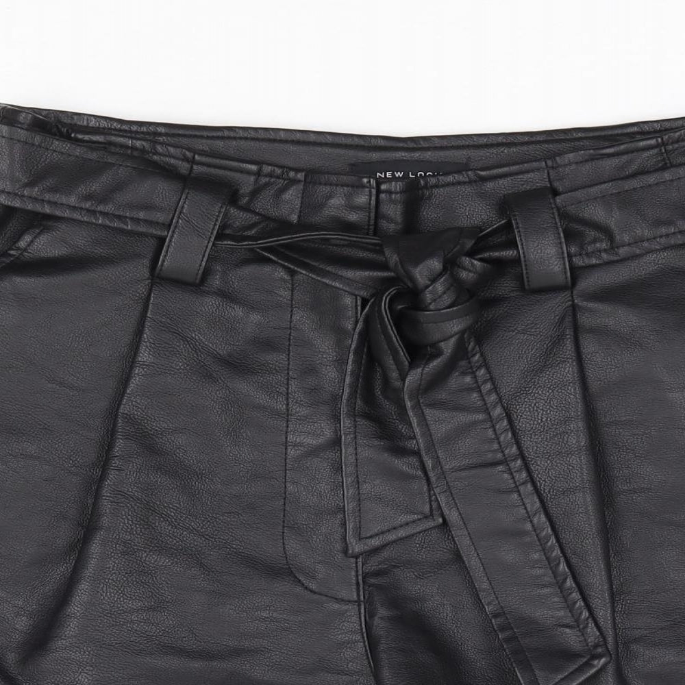 New Look Womens Black Polyurethane Hot Pants Shorts Size 12 L4 in Regular Zip
