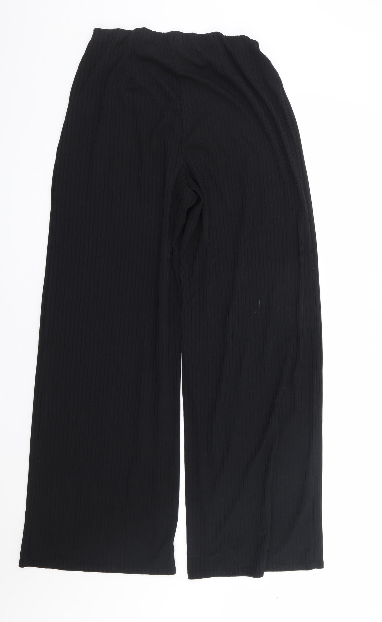 New Look Womens Black Polyester Trousers Size 14 L30 in Regular - Ribbed