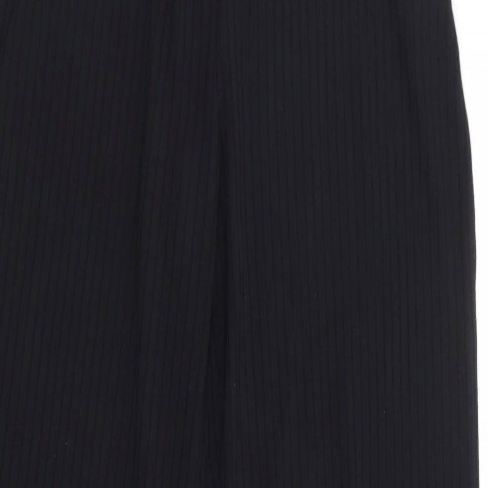 New Look Womens Black Polyester Trousers Size 14 L30 in Regular - Ribbed