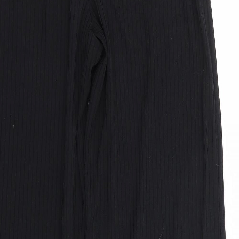 New Look Womens Black Polyester Trousers Size 14 L30 in Regular - Ribbed