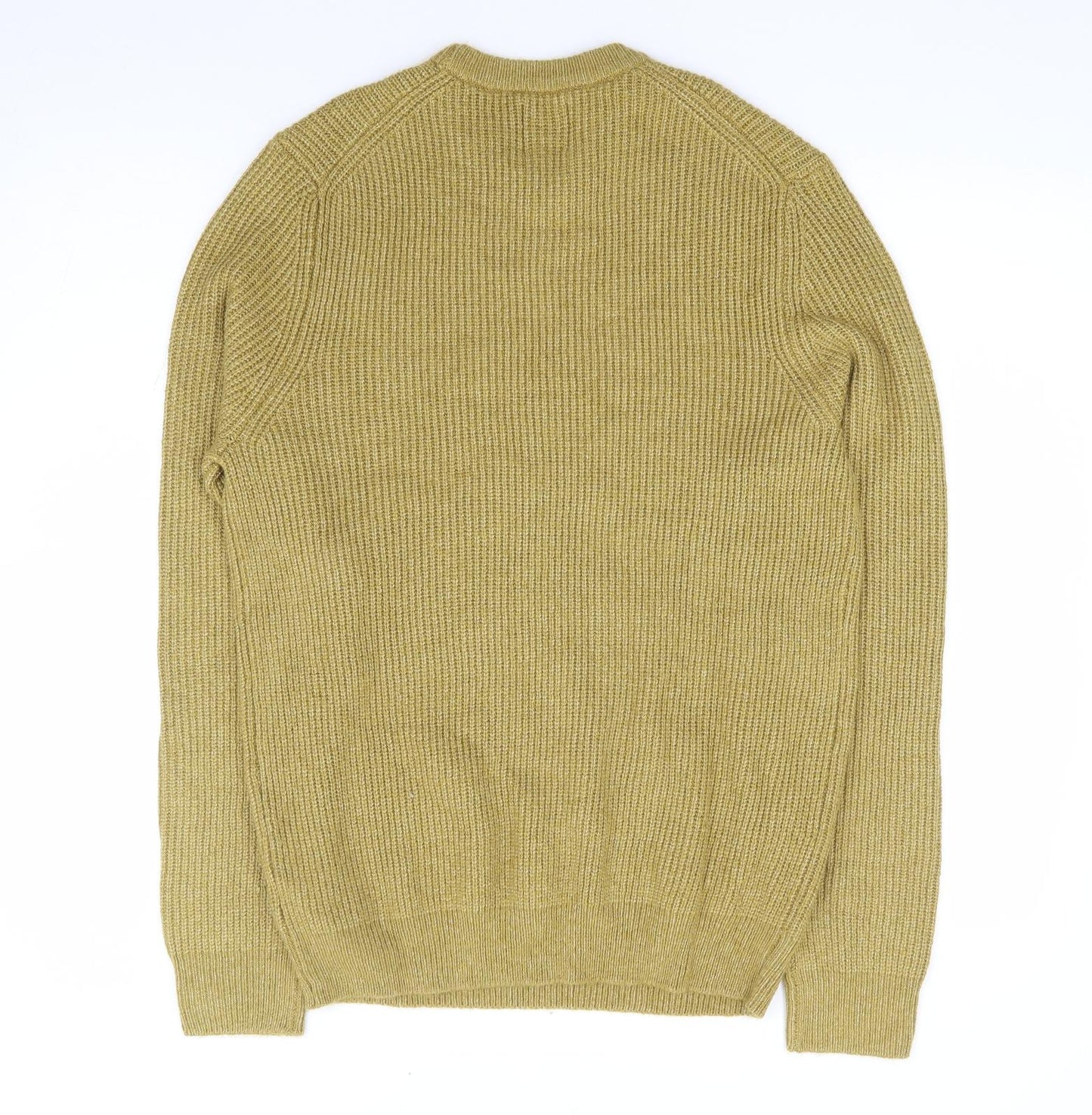 Marks and Spencer Mens Yellow Crew Neck Polyamide Pullover Jumper Size M