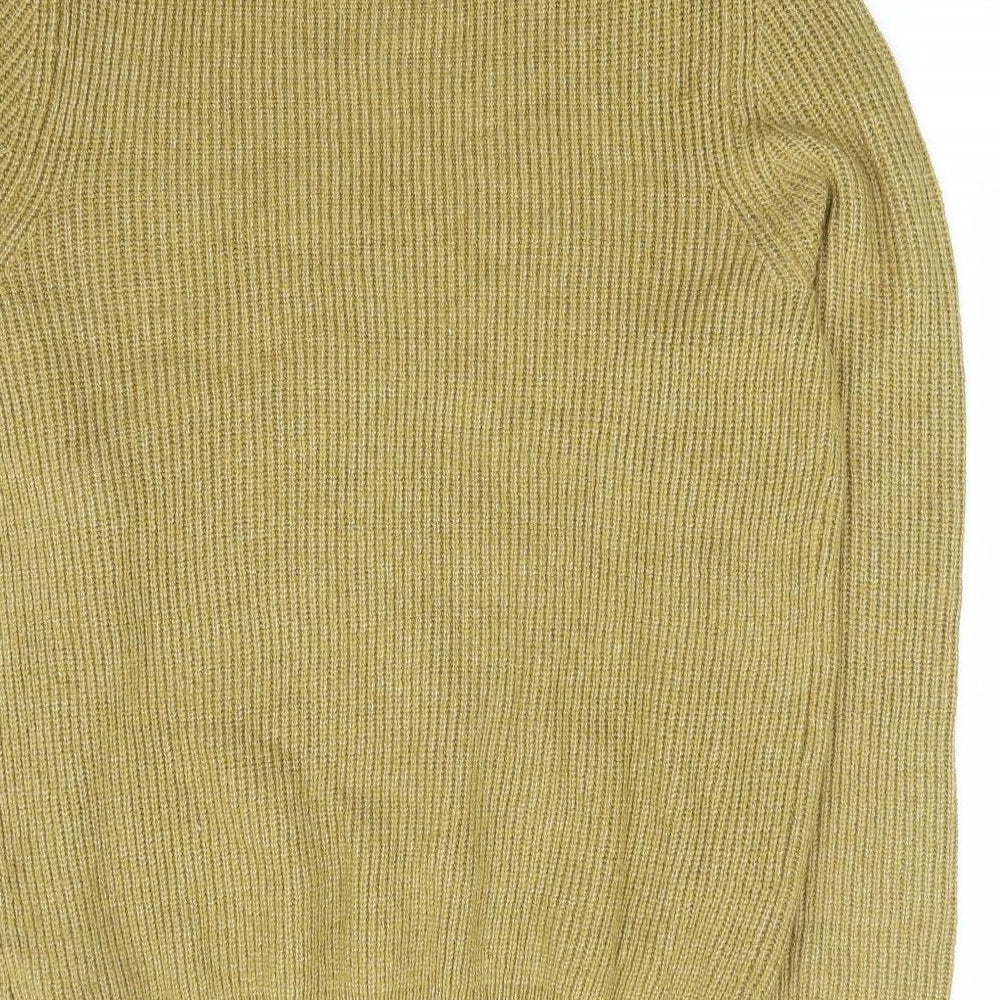 Marks and Spencer Mens Yellow Crew Neck Polyamide Pullover Jumper Size M