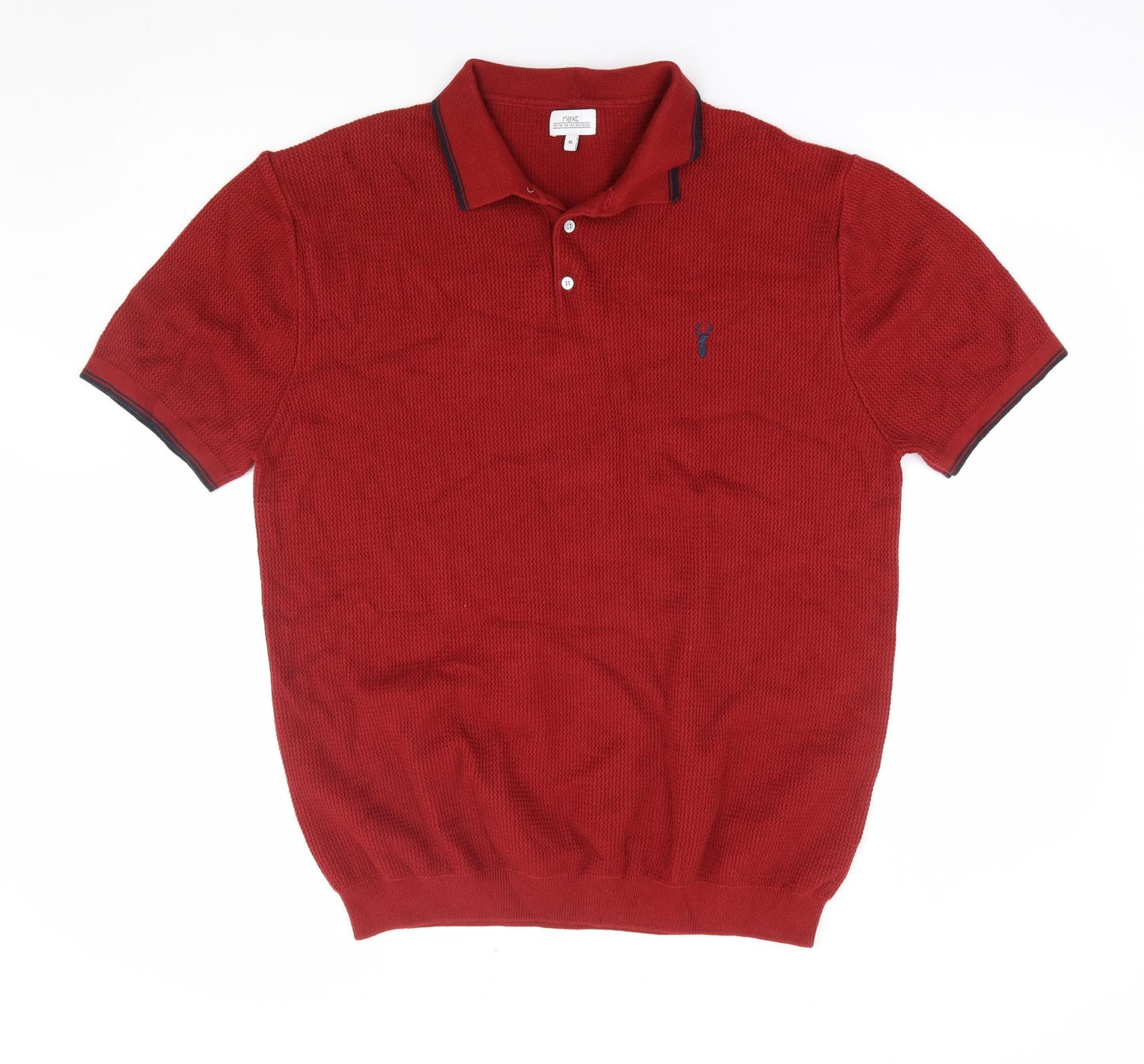 NEXT Mens Red Cotton Polo Size XL Collared Pullover