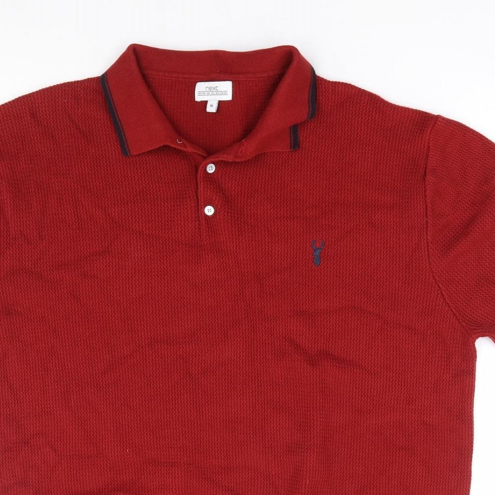 NEXT Mens Red Cotton Polo Size XL Collared Pullover