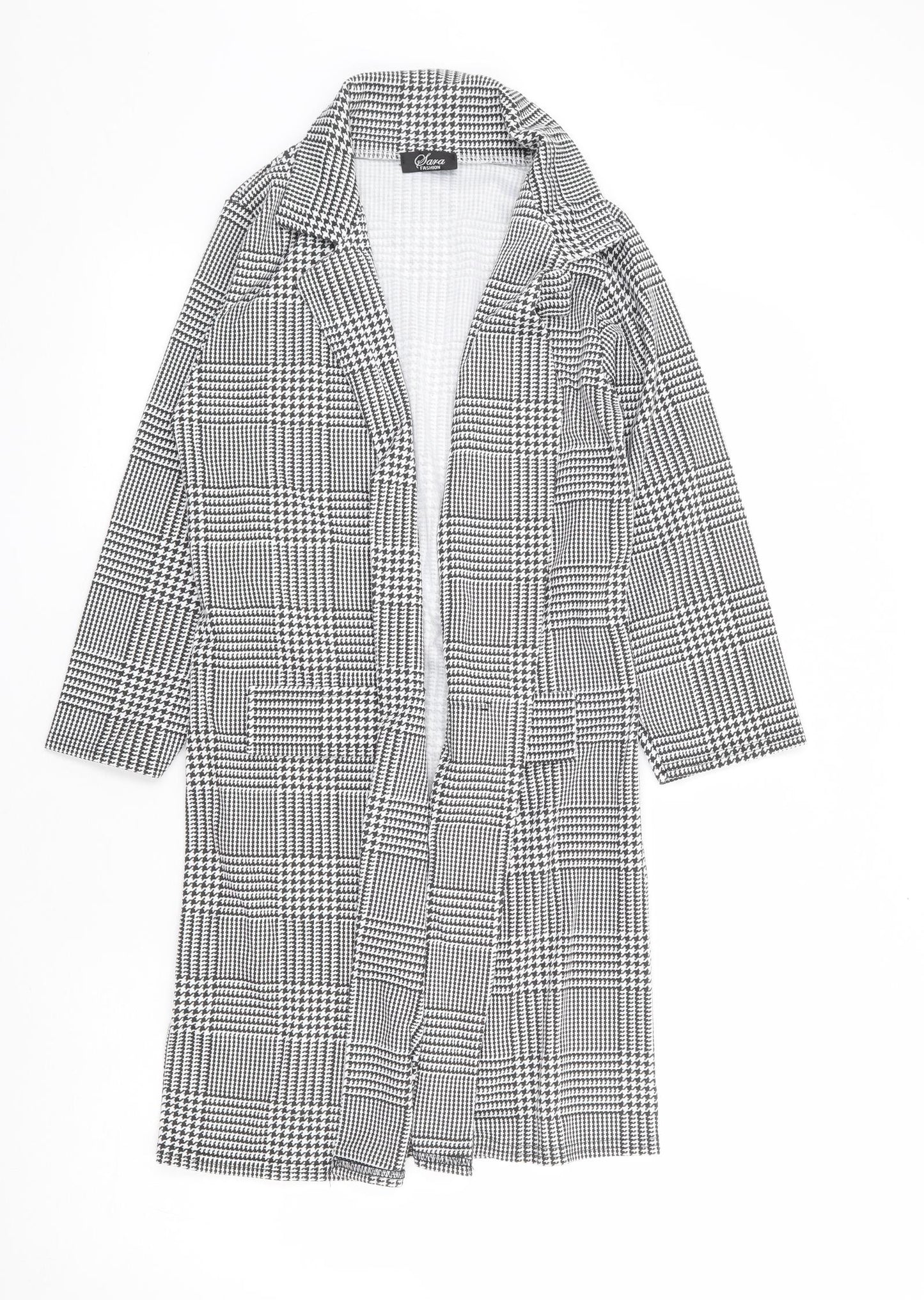 Sara Fashion Womens Black Check Jacket Blazer Size M