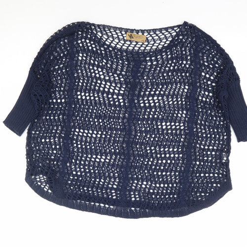 Katsumi Womens Blue Round Neck Acrylic Pullover Jumper Size S