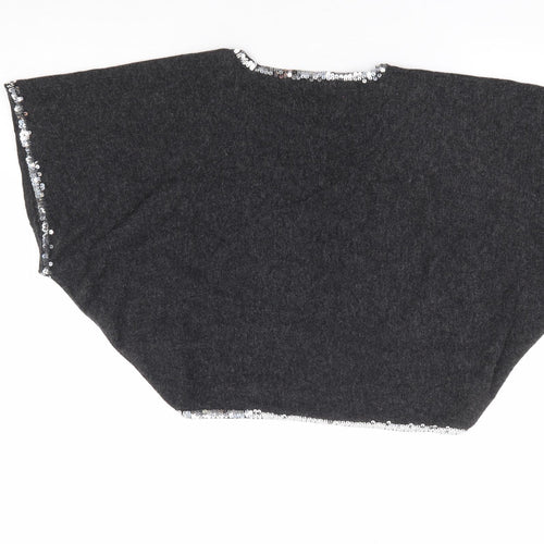 Precis Petite Womens Grey V-Neck Cotton Shrug Jumper Size S