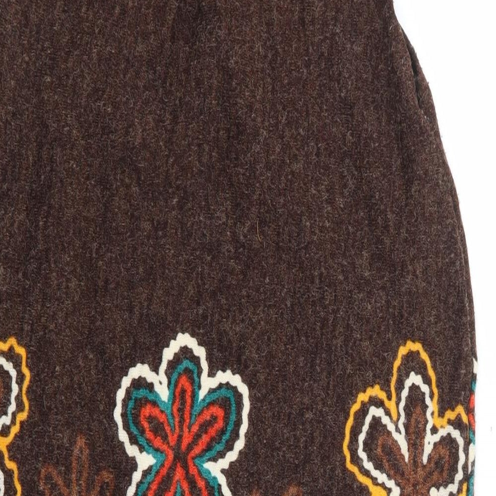 Pussycat London Womens Brown Floral Acrylic Tunic Tank Size S Round Neck