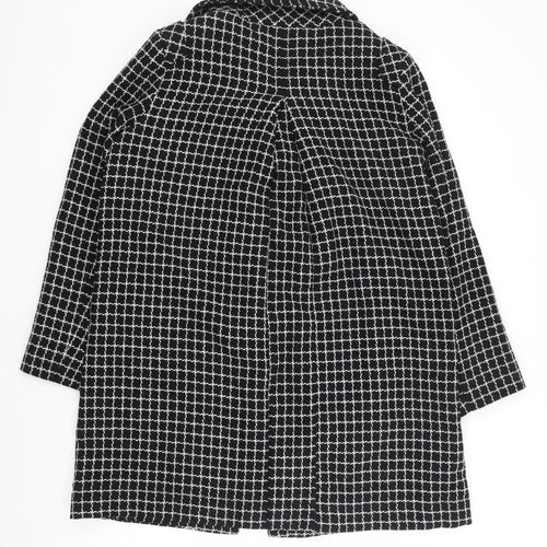 Marks and Spencer Womens Black Check Jacket Coat Size 12 Button
