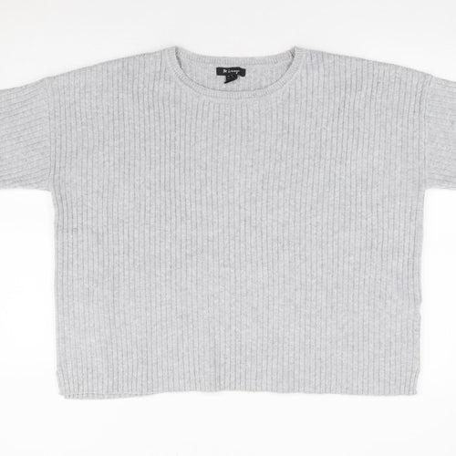 M Lounge Womens Grey Round Neck Polyester Pullover Jumper Size L
