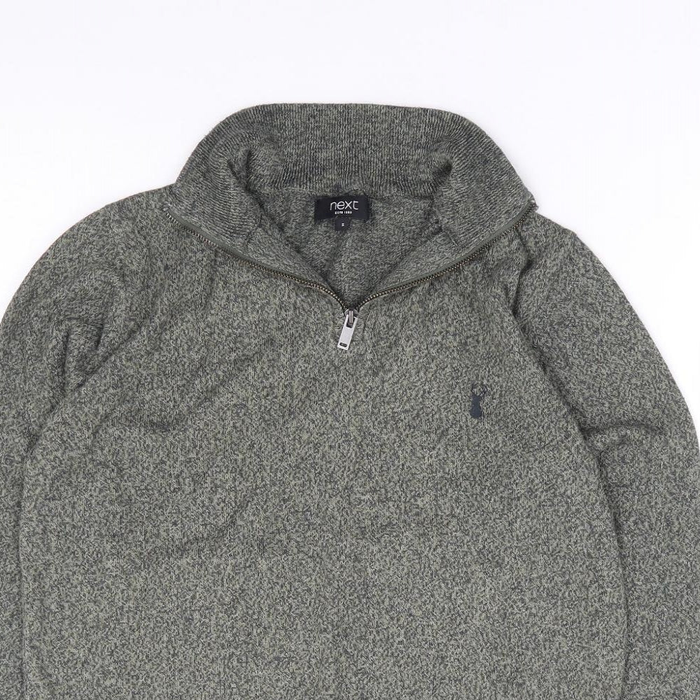 NEXT Mens Grey V-Neck Cotton Pullover Jumper Size S