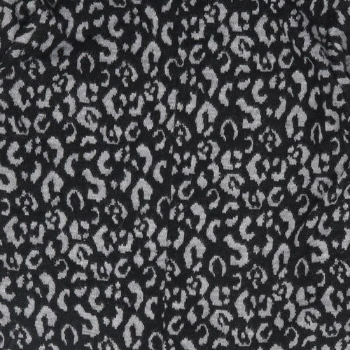Glossy Womens Grey Roll Neck Animal Print Acrylic Pullover Jumper Size M