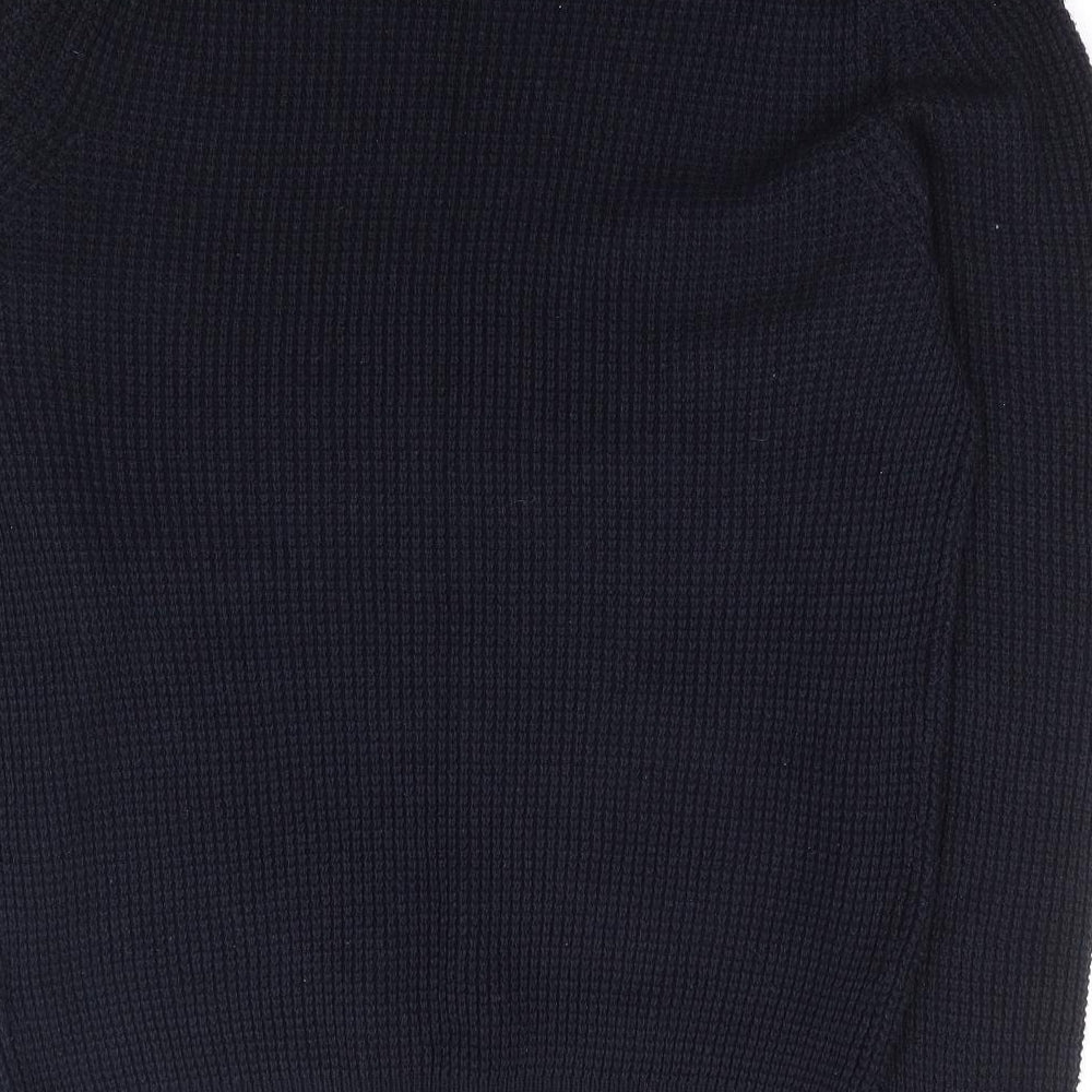F&F Mens Blue Crew Neck Acrylic Henley Jumper Size S