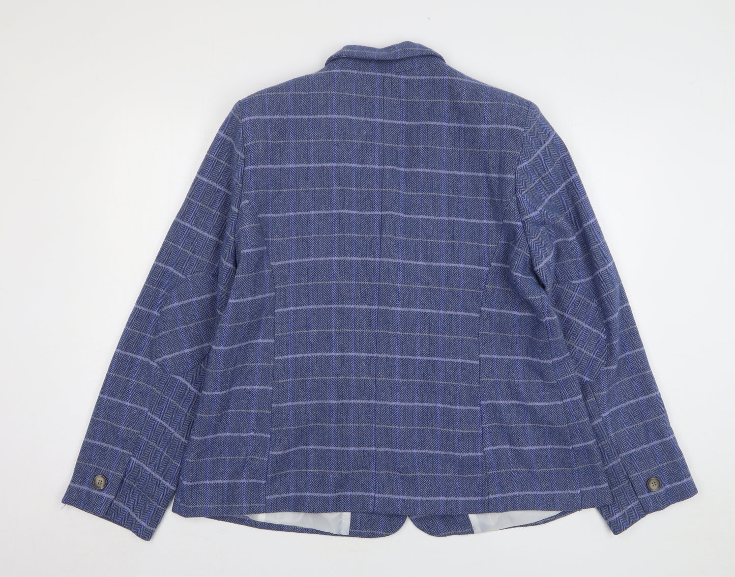 TU Womens Blue Check Wool Jacket Suit Jacket Size 18