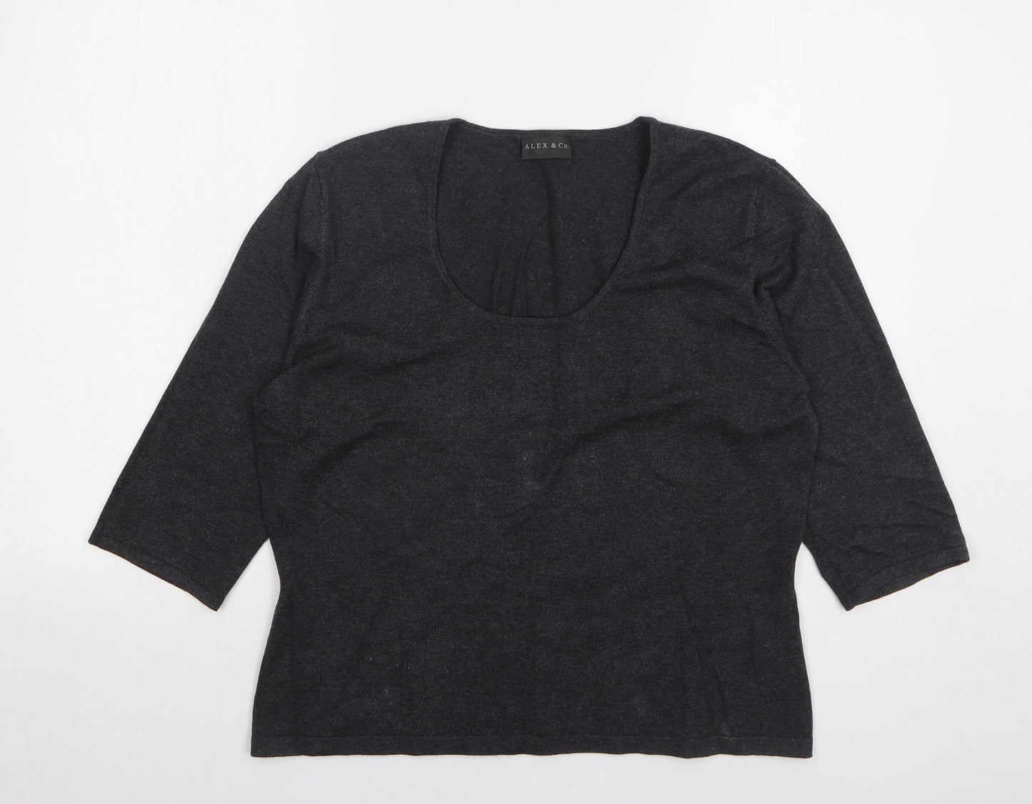 Alex & Co Womens Grey Scoop Neck Viscose Pullover Jumper Size 14