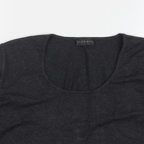 Alex & Co Womens Grey Scoop Neck Viscose Pullover Jumper Size 14