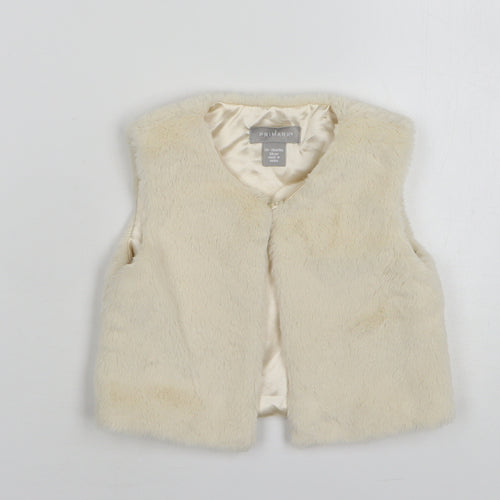 Primark Girls Beige Round Neck Polyester Cardigan Jumper Size 2-3 Years Hook & Eye