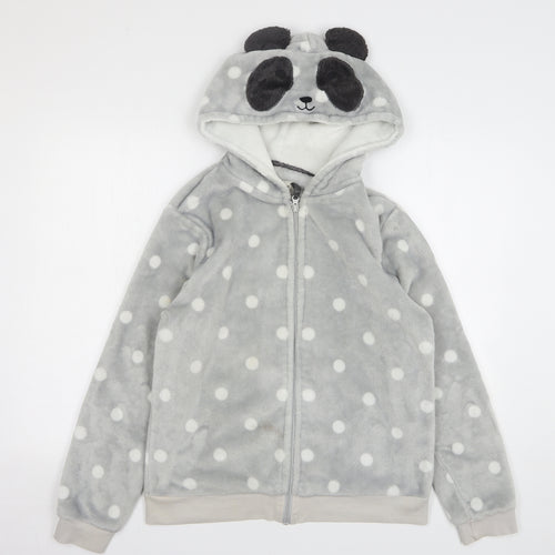 Debenhams Womens Grey Polka Dot Polyester Top Pyjama Top Size 12 Zip - Panda
