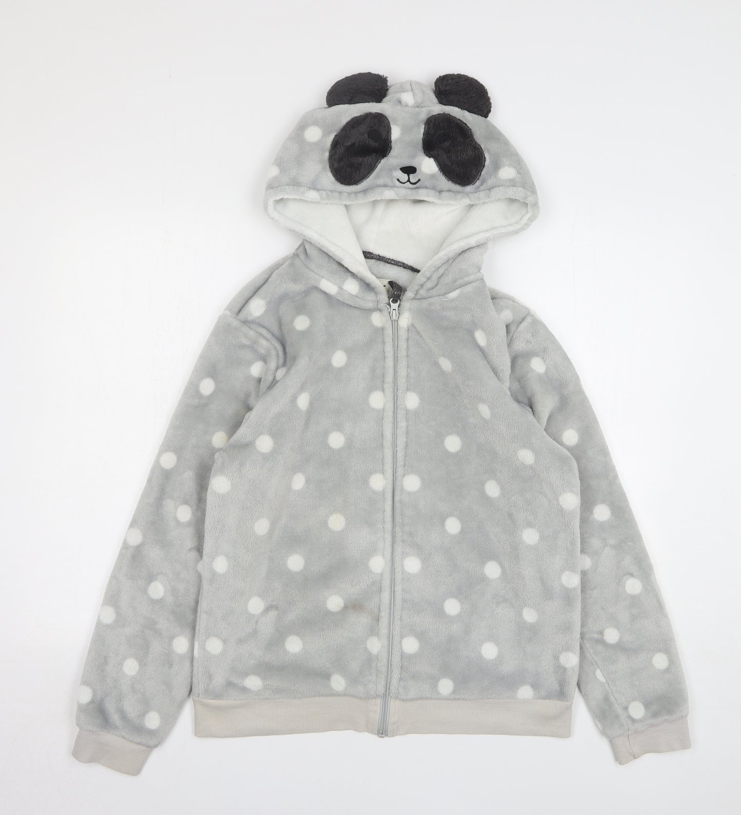 Debenhams Womens Grey Polka Dot Polyester Top Pyjama Top Size 12 Zip - Panda