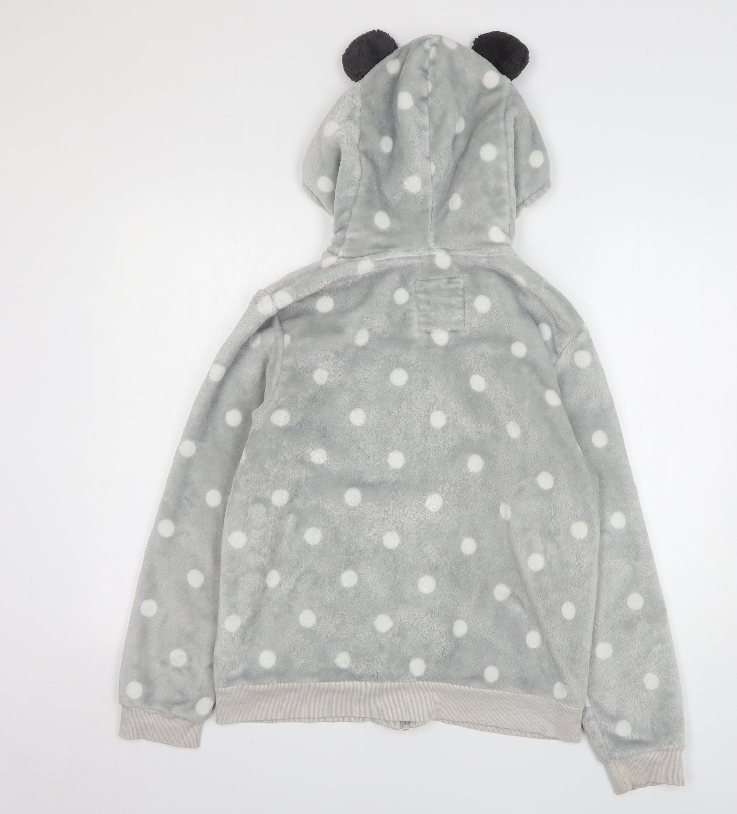 Debenhams Womens Grey Polka Dot Polyester Top Pyjama Top Size 12 Zip - Panda