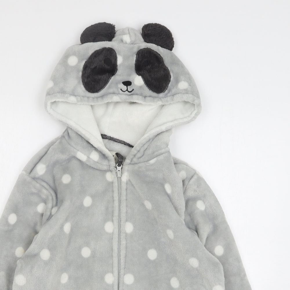 Debenhams Womens Grey Polka Dot Polyester Top Pyjama Top Size 12 Zip - Panda