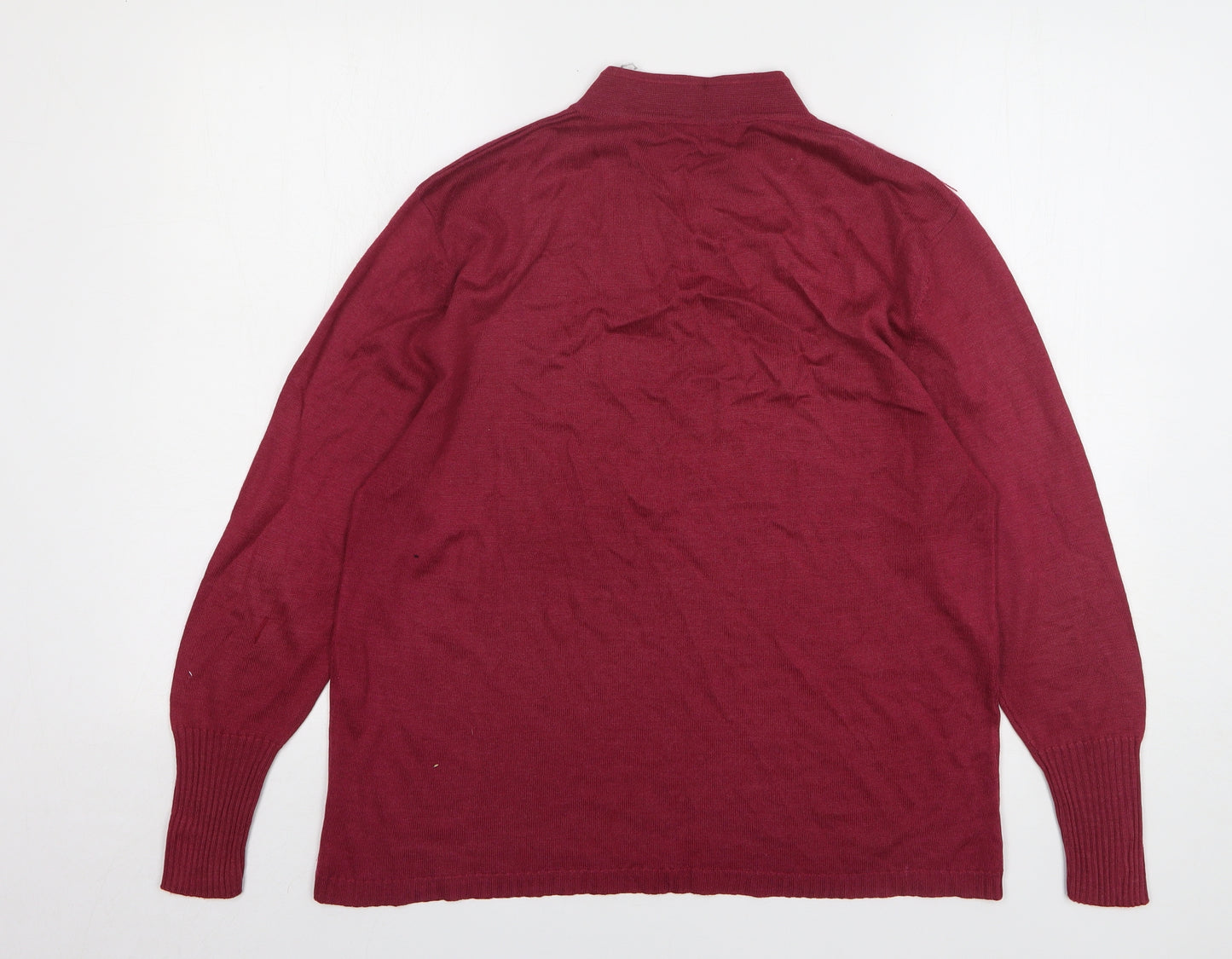 Poppy Womens Purple V-Neck Wool Pullover Jumper Size 18
