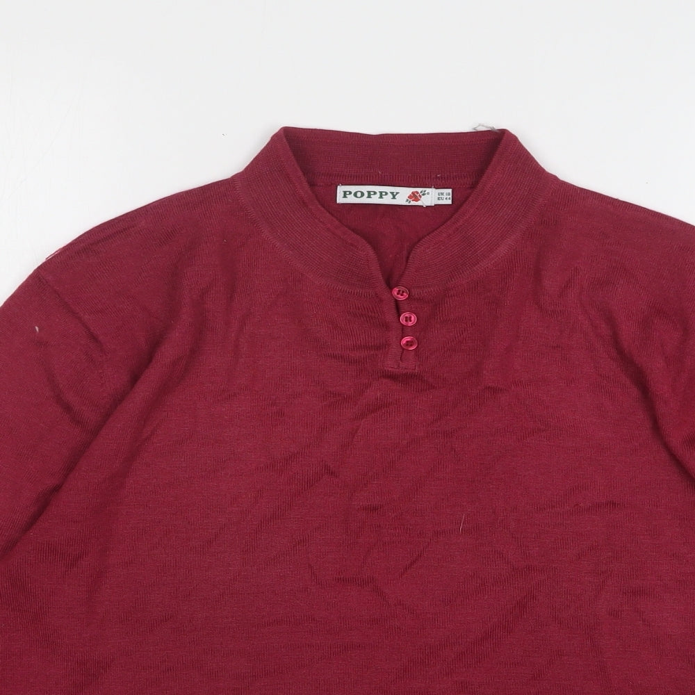Poppy Womens Purple V-Neck Wool Pullover Jumper Size 18