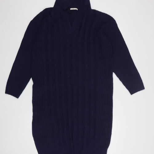 TU Womens Blue Acrylic Jumper Dress Size 12 Collared