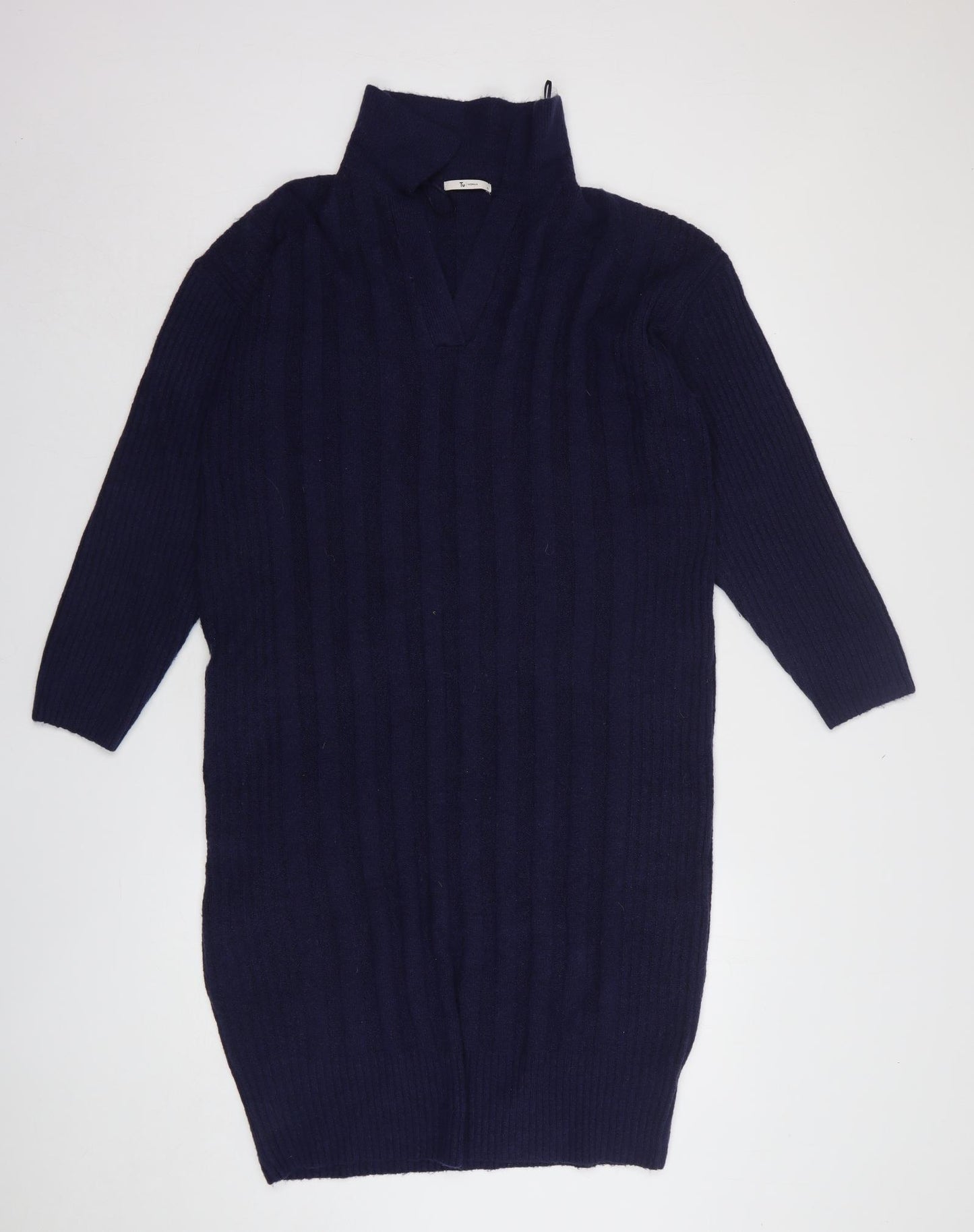 TU Womens Blue Acrylic Jumper Dress Size 12 Collared