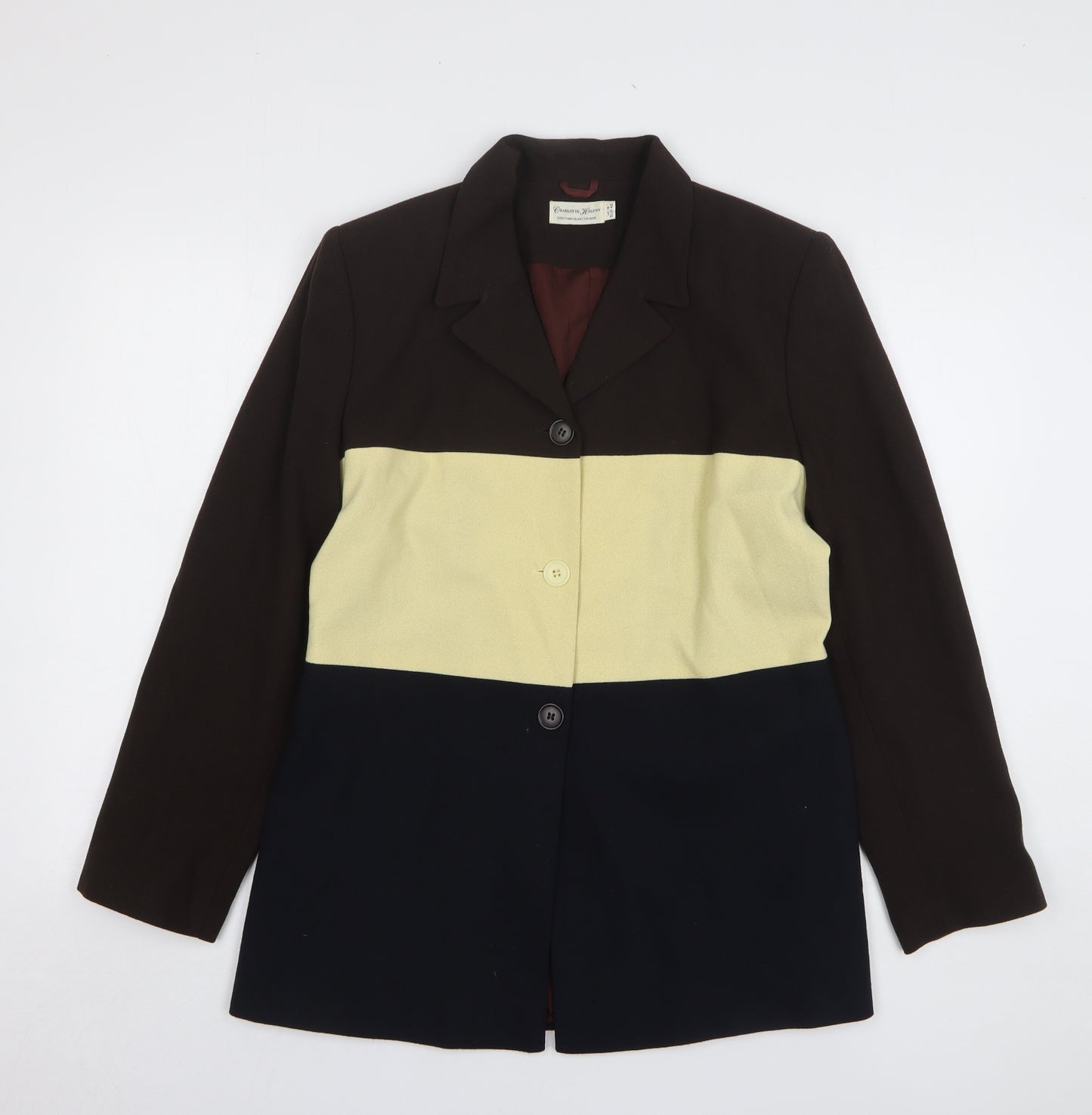 Charlotte Halton Womens Multicoloured Colourblock Polyester Jacket Suit Jacket Size 16