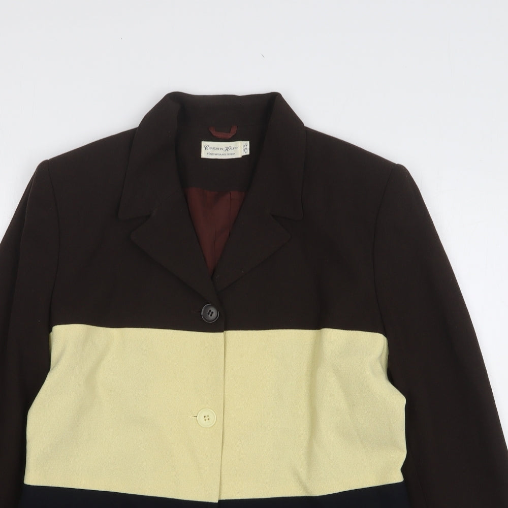 Charlotte Halton Womens Multicoloured Colourblock Polyester Jacket Suit Jacket Size 16
