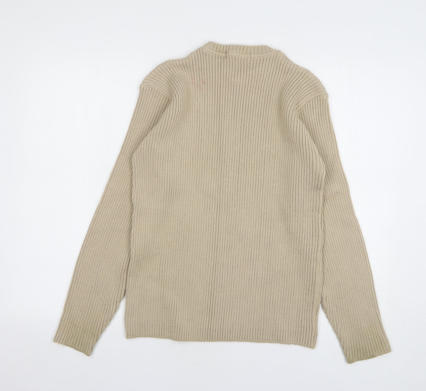 Estilo Womens Beige Round Neck Acrylic Pullover Jumper Size L