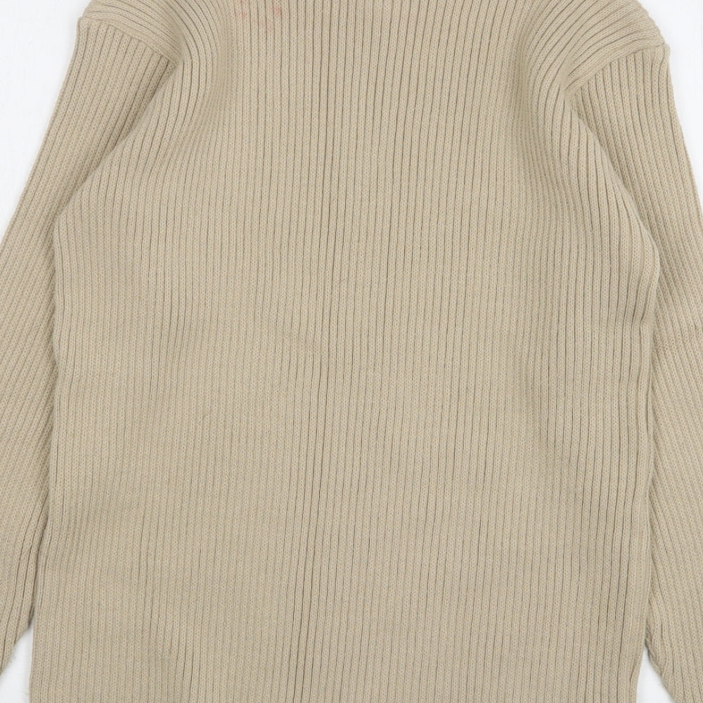 Estilo Womens Beige Round Neck Acrylic Pullover Jumper Size L