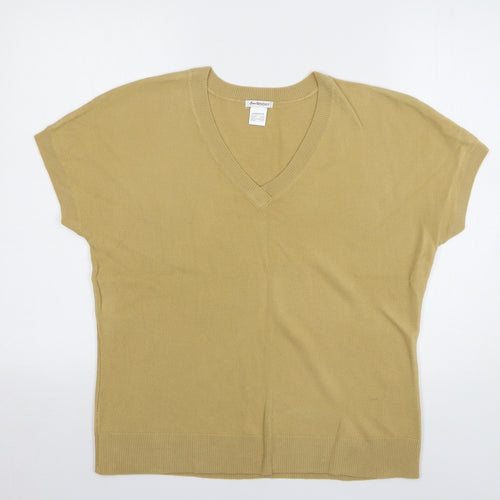 ANNE WEYBURN Womens Beige V-Neck Acrylic Pullover Jumper Size 18