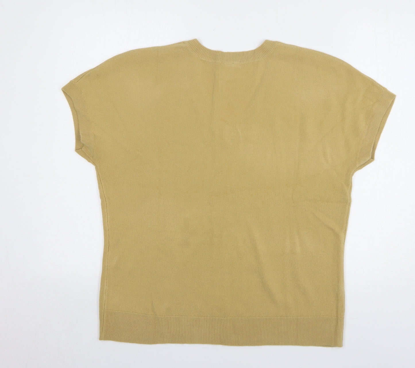 ANNE WEYBURN Womens Beige V-Neck Acrylic Pullover Jumper Size 18