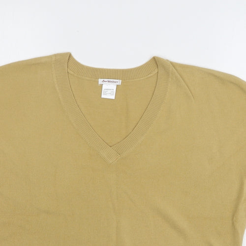 ANNE WEYBURN Womens Beige V-Neck Acrylic Pullover Jumper Size 18
