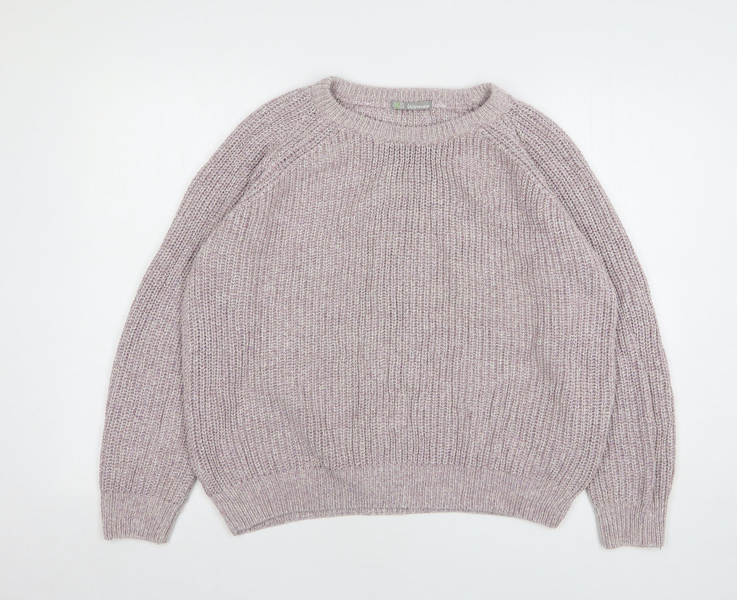 Marks and Spencer Womens Pink Round Neck Cotton Pullover Jumper Size 18