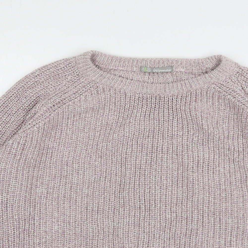 Marks and Spencer Womens Pink Round Neck Cotton Pullover Jumper Size 18