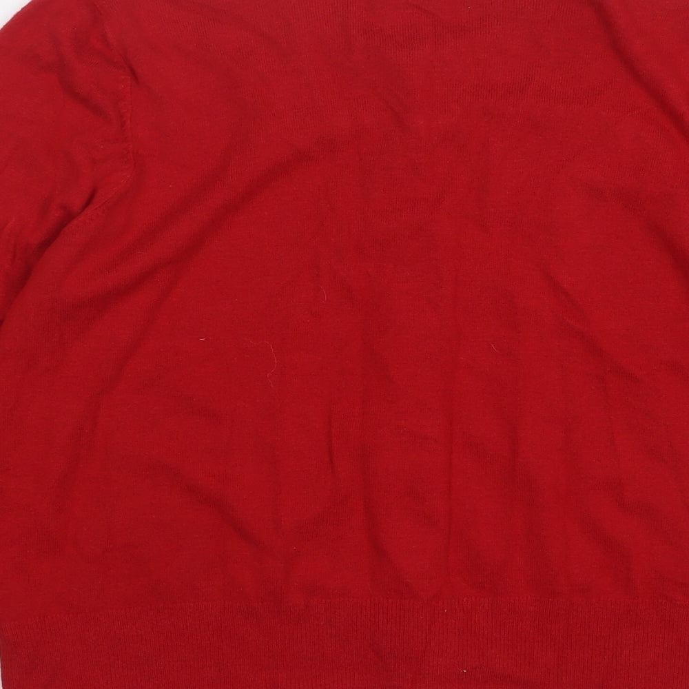 Marks and Spencer Womens Red Round Neck Viscose Cardigan Jumper Size 18