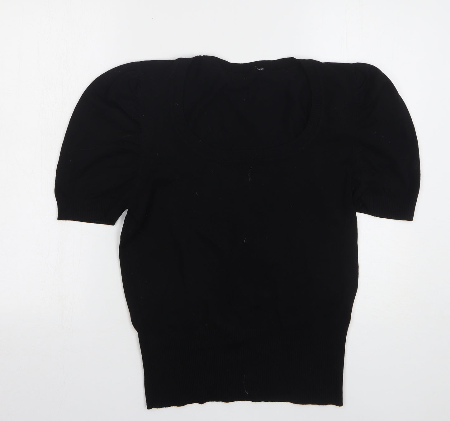 New Look Womens Black Round Neck Viscose Pullover Jumper Size 16