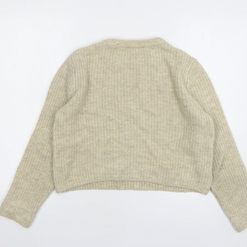 George Womens Beige Round Neck Acrylic Pullover Jumper Size 8
