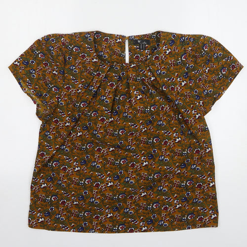 Cutie Womens Multicoloured Floral Polyester Basic Blouse Size 16 Round Neck