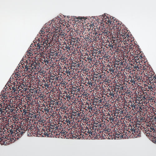 Shein Womens Pink Animal Print Polyester Basic Blouse Size 16 Round Neck