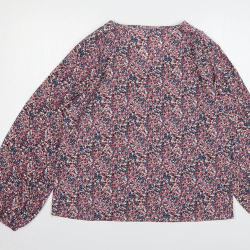 Shein Womens Pink Animal Print Polyester Basic Blouse Size 16 Round Neck